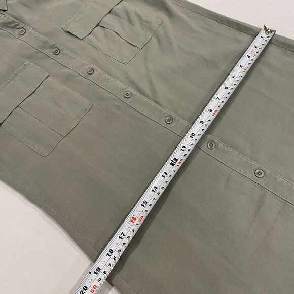 ~ Cloth & Stone XS Shirt Dress Sage Tencel Olive Green Khaki Midi Pockets - Picture 8 of 12